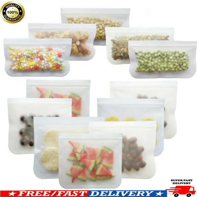 

Reusable Silicone Food Storage Bags Food Grade Preservation Freezer Bags Free shipping Kitchen Clean Fresh Zip Lock Bag