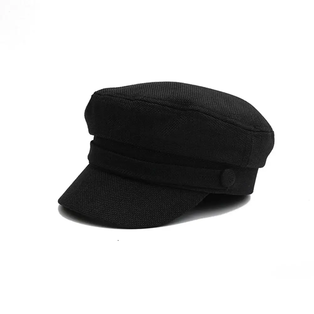 black Studyset Модный берет хлопковое белье сплошной цвет Кепка с прямым козырьком женский берет модная Высококачественная шапка из хлопка и льна - Цвет: black