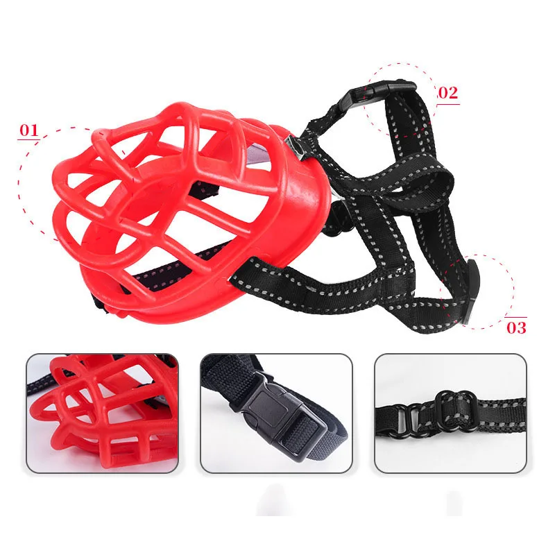 Reflective Dog Muzzle Mask Anti-biting Silicone pet Mouth Muzzles Adjustable Anti Barking mouth cover Small Medium Large Dogs