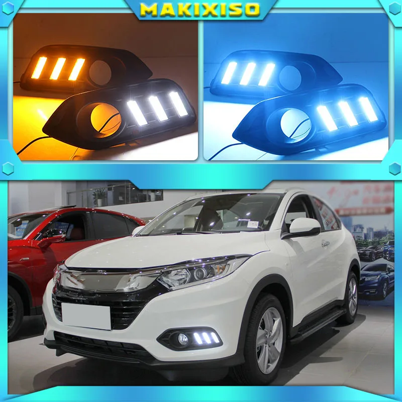 

LED DRL For Honda HRV HR-V 2018 2019 Vezel Daytime Running Light Fog Lamp with Yellow Turning Signal Lamp