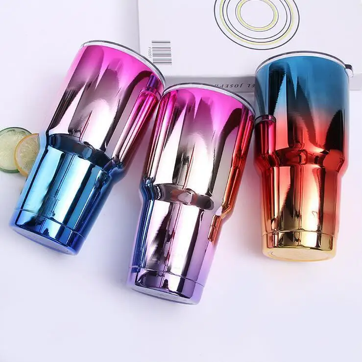 

900Ml Stainless Steel Tumbler 30 oz with Splash Proof Sliding Lid - Double Wall Vacuum Insulated Large Travel Coffee Mug