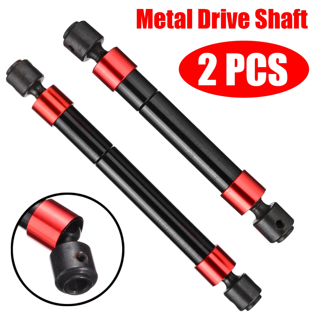 High Quality 2pcs Red Black Reinforced Universal Joint Metal Drive Shaft For RC Car Part Accessories 1 High Quality 2pcs Red Black Reinforced Universal Joint Metal Drive Shaft For RC Car Part Accessories 2
