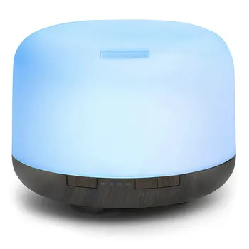

500ml Home Ultrasonic Air Humidifier Wood Grain Aroma Essential Oil Diffuser Office Cooling Fog Mist Maker With LED Night Lamp