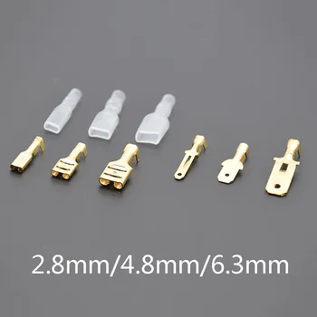 

100pcs 2.8/4.8mm/6.3mm Male/Female Spade Crimp Terminals Electrical Insulating Sleeve Wire Connector for 22-16 AWG 0.5mm2-1.5mm2