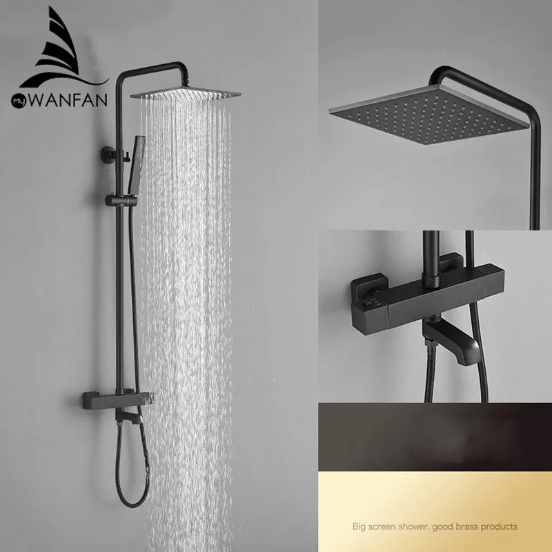 

Full Copper Thermostatic Shower Set Shower Head Wall-Mounted Bath Faucet Tub Shower Mixer Bathroom Faucet Shower Set WF-877874