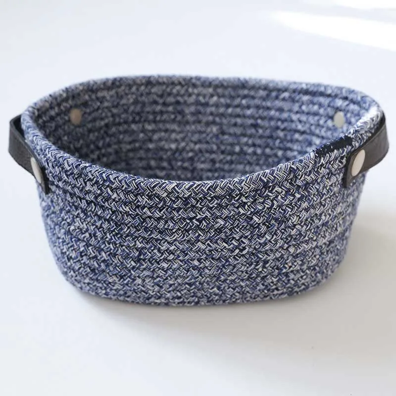 

Simple Storage Basket Cloth Art Cotton Rope With Handle Handmade Woven Clothes Toy Flower Basket