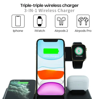

3 In 1 Wireless Charger Mobile Phone Fast Charger 15W QI Quick Charge For Apple Watch AirPods iPhone Sumsang Wireless Charger