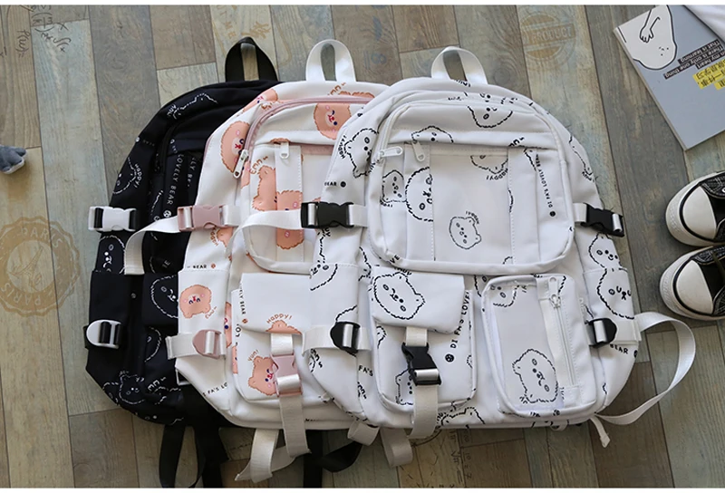 Kawaii Bear Harajuku Canvas Backpack - Limited Edition