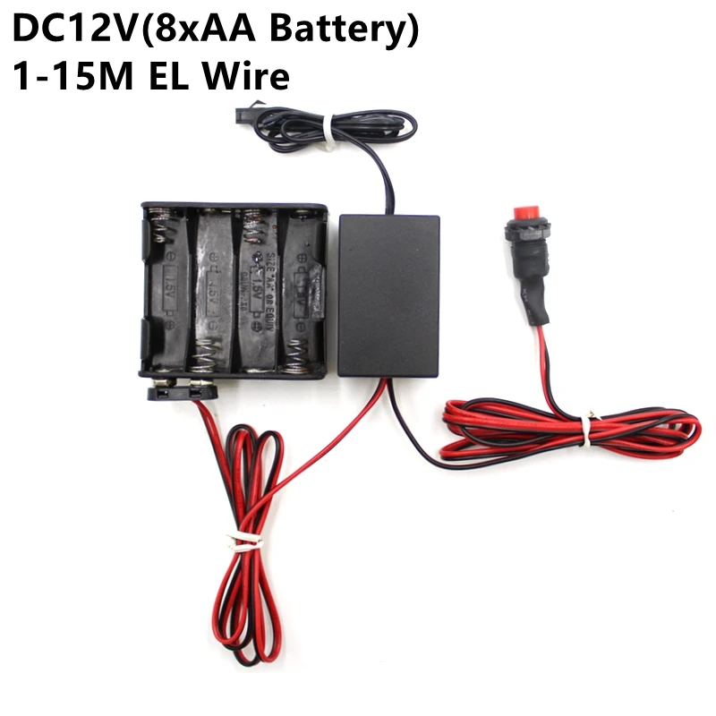 DC12V 8* AA батарея питание адаптер драйвер контроллер инвертор для 1-15 м электролюминесцентный провод el светильник, DC В AC