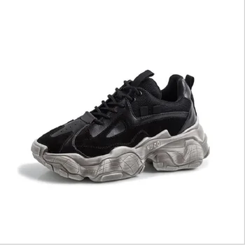 

European station ins thick bottom tide fire comfortable dad sneakers low to help comfortable wild Hong Kong flavor women's shoes