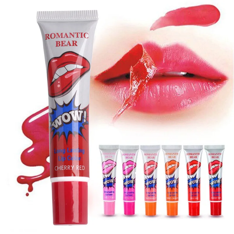 

Sexy 6 Colors Peel Off Liquid Lipstick Waterproof Long Lasting Lip Gloss Lint Mask Makeup Red Lipgloss Lipsticks Girl Cosmetic