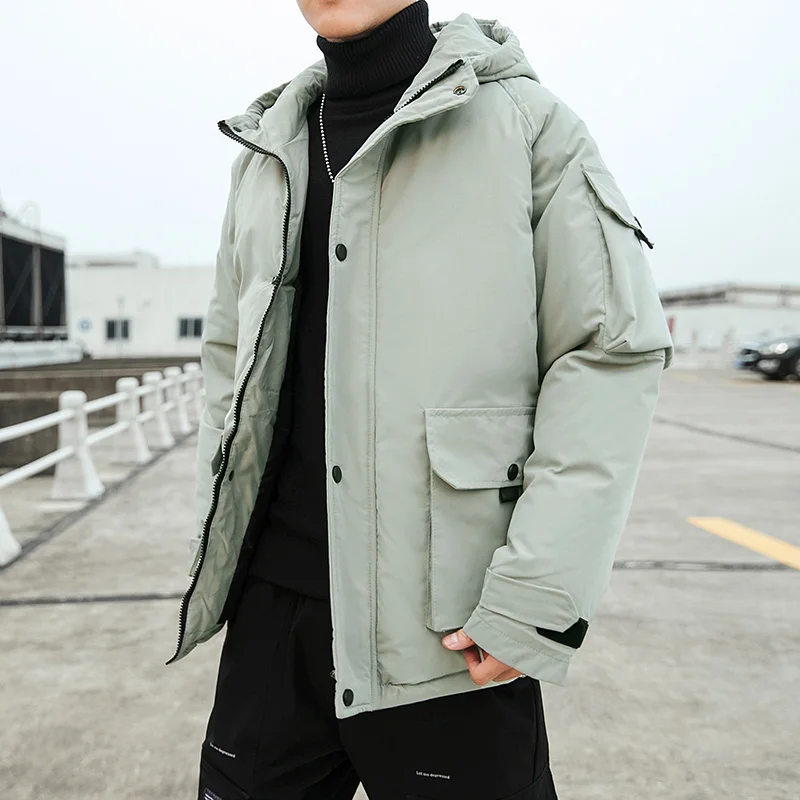 

Winter jacket men's new trend warm jacket youth hooded loose short cotton clothes new fashion handsome men's zipper shirt