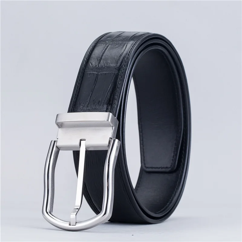 

Authentic Crocodile Belly Skin Men's Waist Strap Exotic Genuine Alligator Leather Stainless Steel Needle Buckle Belt For Male