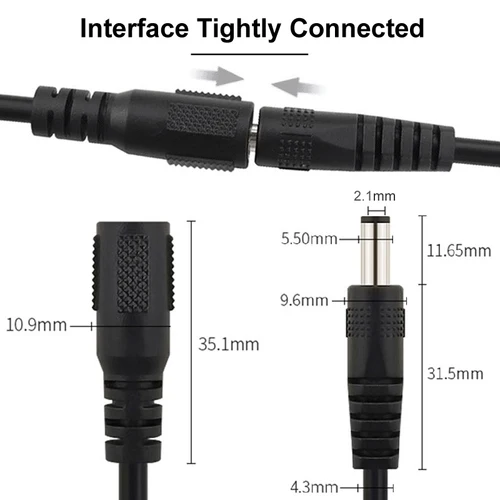 DC 12V 전원 연장 케이블, CCTV 보안 IP 카메라용 어댑터 코드 호환 소켓 커넥터, 1m, 2, 3, 5 m, 5.5x2.1mm 3