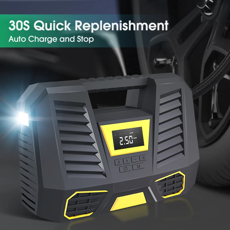 CARSUN Luft Kompressor Tragbare 150PSI Reifen Inflator Für Auto Mit LED  Taschenlampe Schnell Inflation Pumpe Für Auto Fahrräder