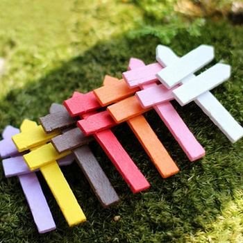 

1PCS Mini Miniature Wood Fence Signpost Craft Garden Decor Ornament Plant Pot Micro Landscape Bonsai DIY Dollhouse Fairy