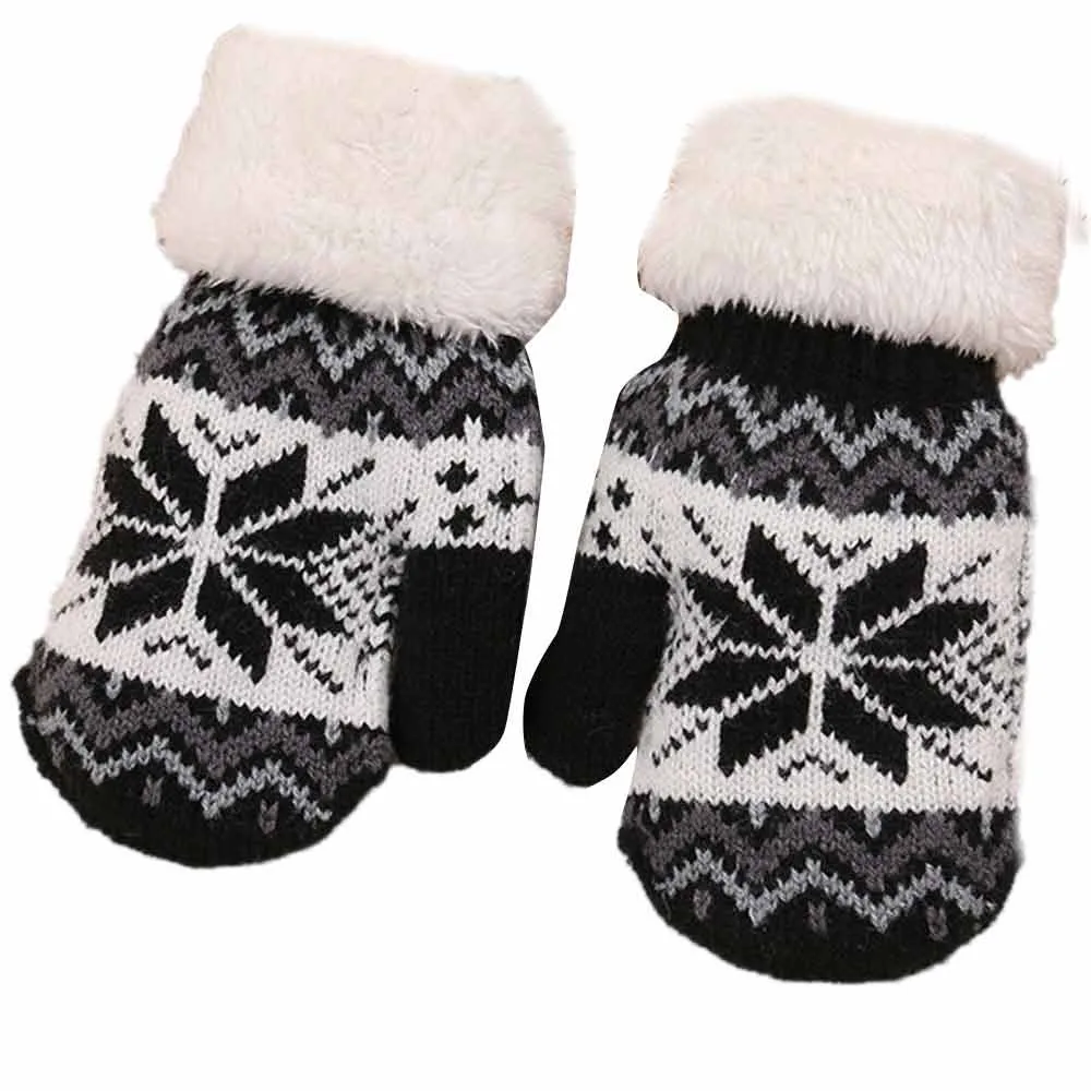 Зимние высококачественные стильные теплые перчатки для девочек Рождественские милые рождественские теплые вязаные кашемировые перчатки со снежинками для девочек