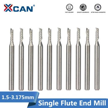 

XCAN 10pcs 2x8mm 3.175 shank Single Flute Spiral Router Bits for Cut Wood/Plastic CNC Milling Cutter 1 Flute End Mills