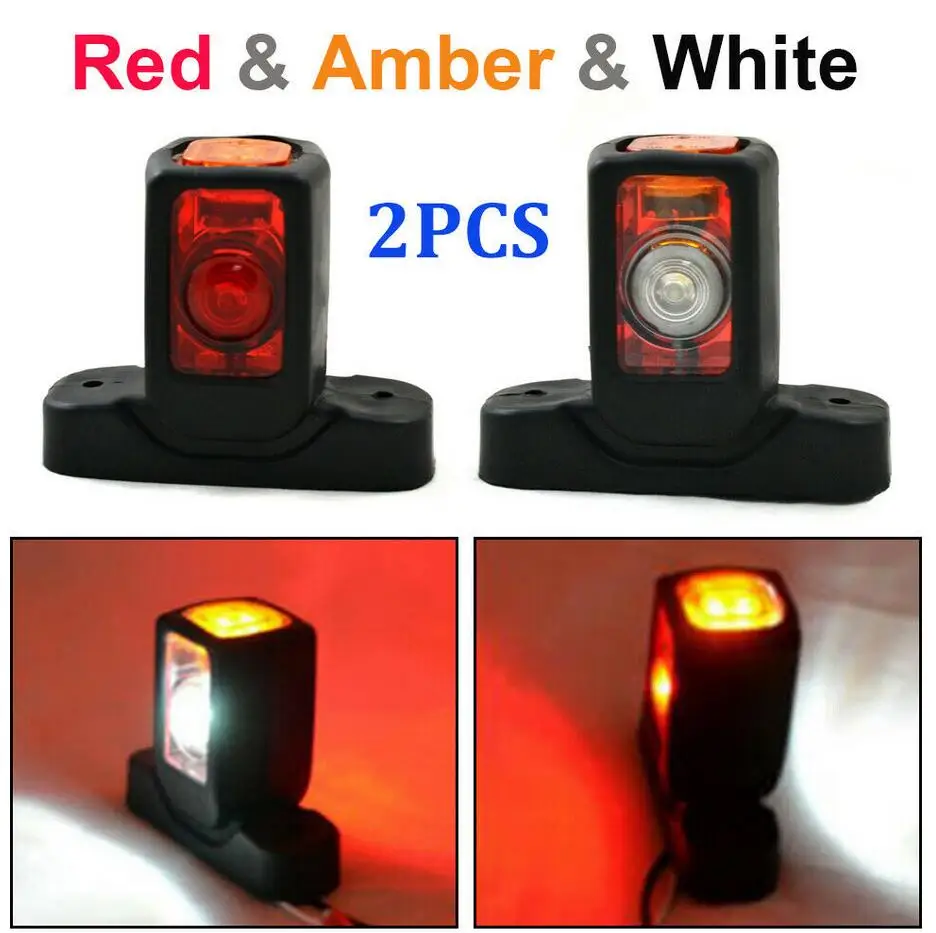 

2PCS 4 LED Red White Amber Side Marker Lights Indicator Turn Signal Brake Stop Light Lamp Outline Lamp Car Truck Trailer Van
