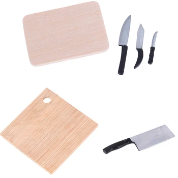 

Kitchen Breakfast Scene Bread Egg Flour Cake Knife Chopping Block Set Dollhouse Kitchenware Accessories 1:12 Miniature