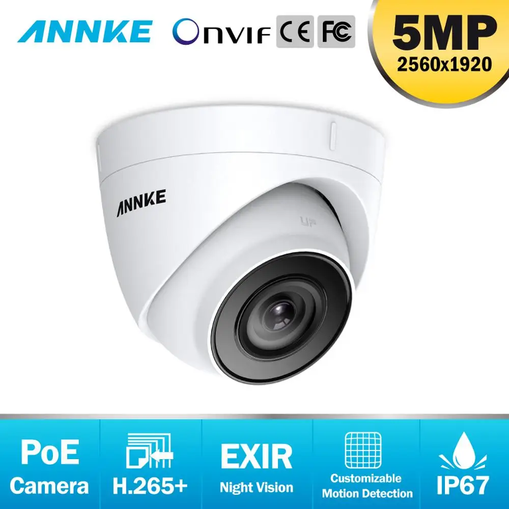  ANNKE 1PCS Ultra HD 5MP POE Camera Outdoor Indoor Weatherproof Security Network Bullet EXIR Night V