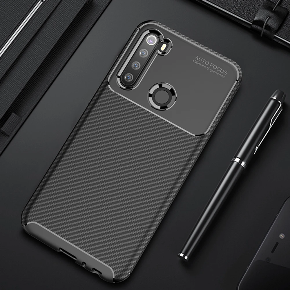 Чехол для Xiaomi Redmi Note 8 Роскошный чехол из углеродного волокна ударопрочный