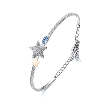 

LuxJuly Star Bangle 925 Sterling Silver Bracelet for Women Embellished with Crystals from Swarovski