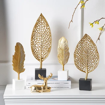 

Europen Leaf Model sculpture resin craft vintage home decor Modern Vintage Abstract Statue Office Desk Decoration Ornaments Gift