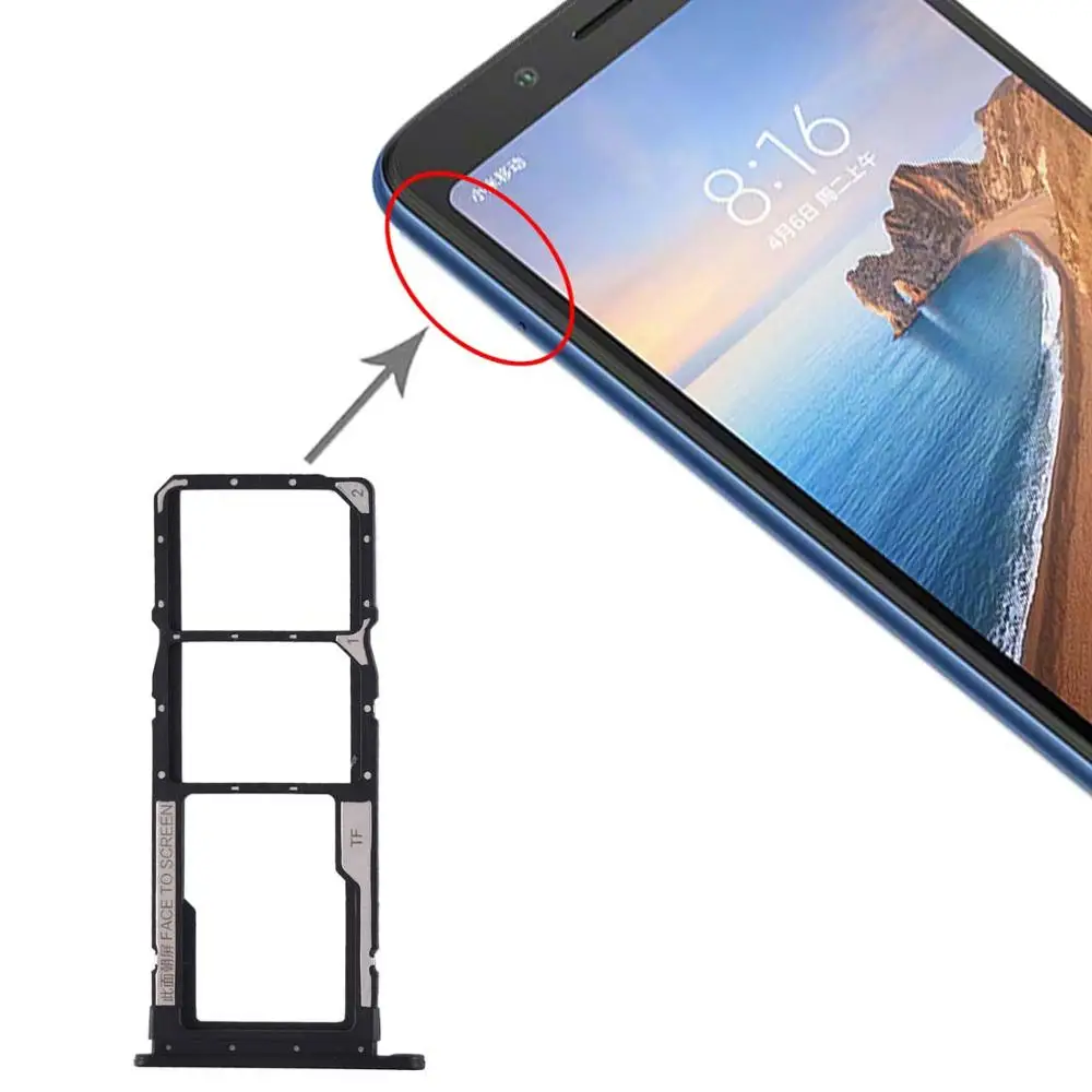 Черный Для Xiaomi Redmi 7A лоток sim-карты+ лоток для сим-карт+ Micro лоток для карт SD для Xiaomi Redmi 7A - Цвет: Черный