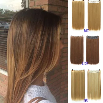 

XUANGUANG 5 clips Long hair Straight hair Extension 24 Inch High Tempe rature Fiber False Hairpieces Natural Headwear