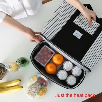 

Striped Thermal Insulated Fashion Storage Pouch Tote Picnic Box Handbag Dual Compartment Single Shoulder Lunch Bag Food Portable
