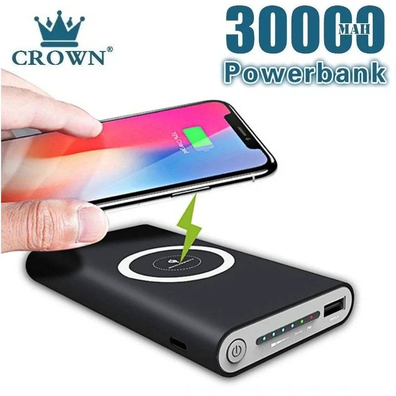 Wireless Charger Power Bank 30000mAh For smart phone Fast Charger Portable Powerbank Mobile Phone Charger For iphone Samsung