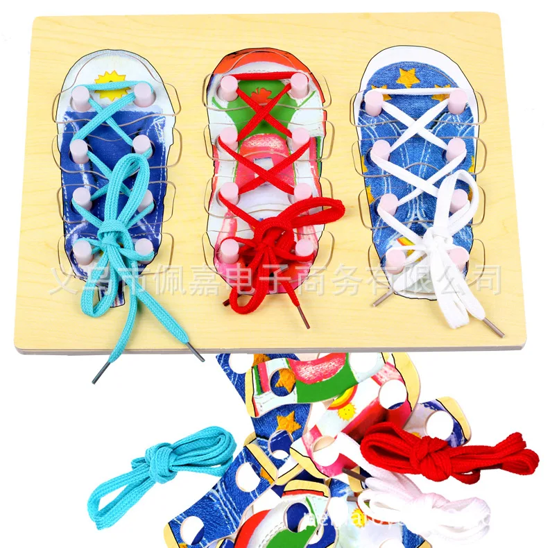 

Early Education Montessori Teaching Aids Montessori of Shoe Lace Shoes Jigsaw Puzzle Wear String Daily Life Educational Toy Supp