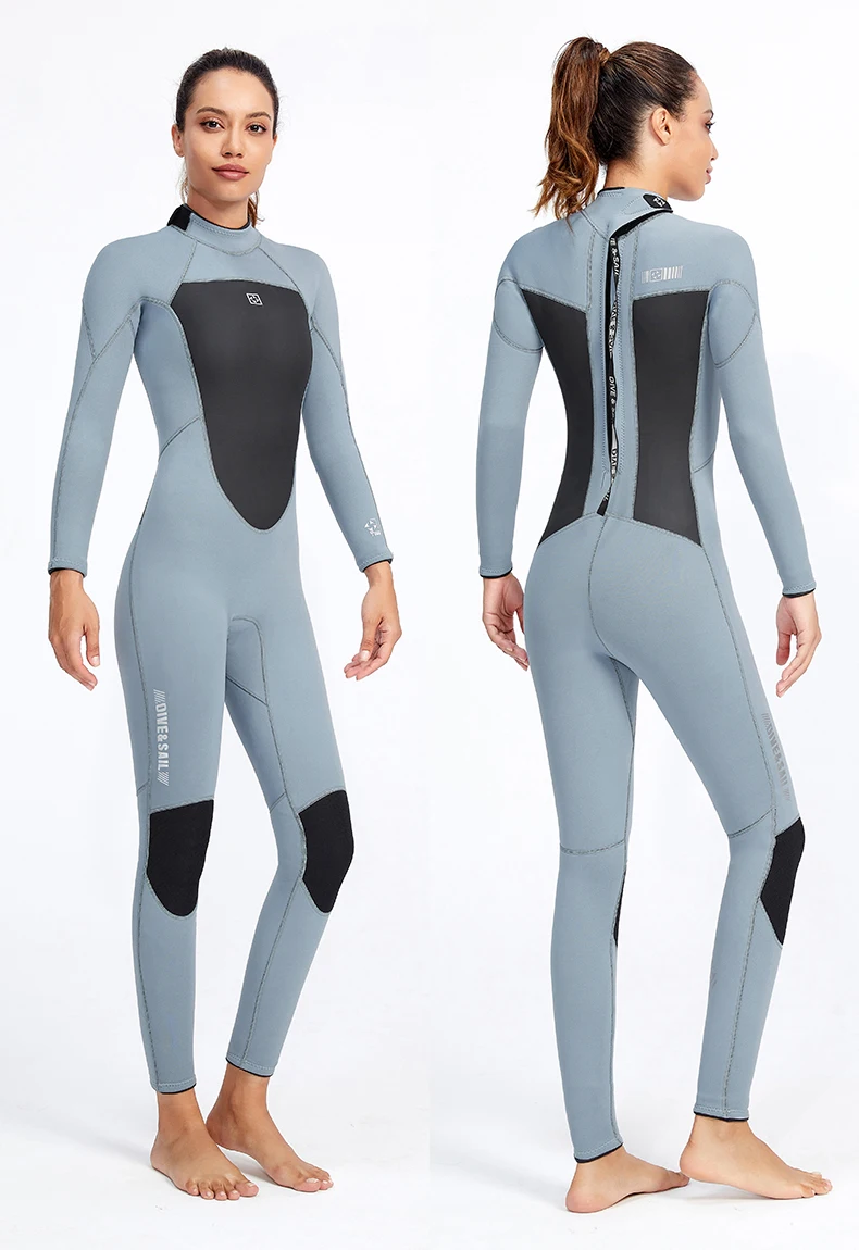 BTONGE 3mm Women Men's Wetsuit Long Sleeve Neoprene Full Length Diving Suits Back Zip Full Body Wet Suit for Snorkeling Scuba Diving Swimming Surfing 