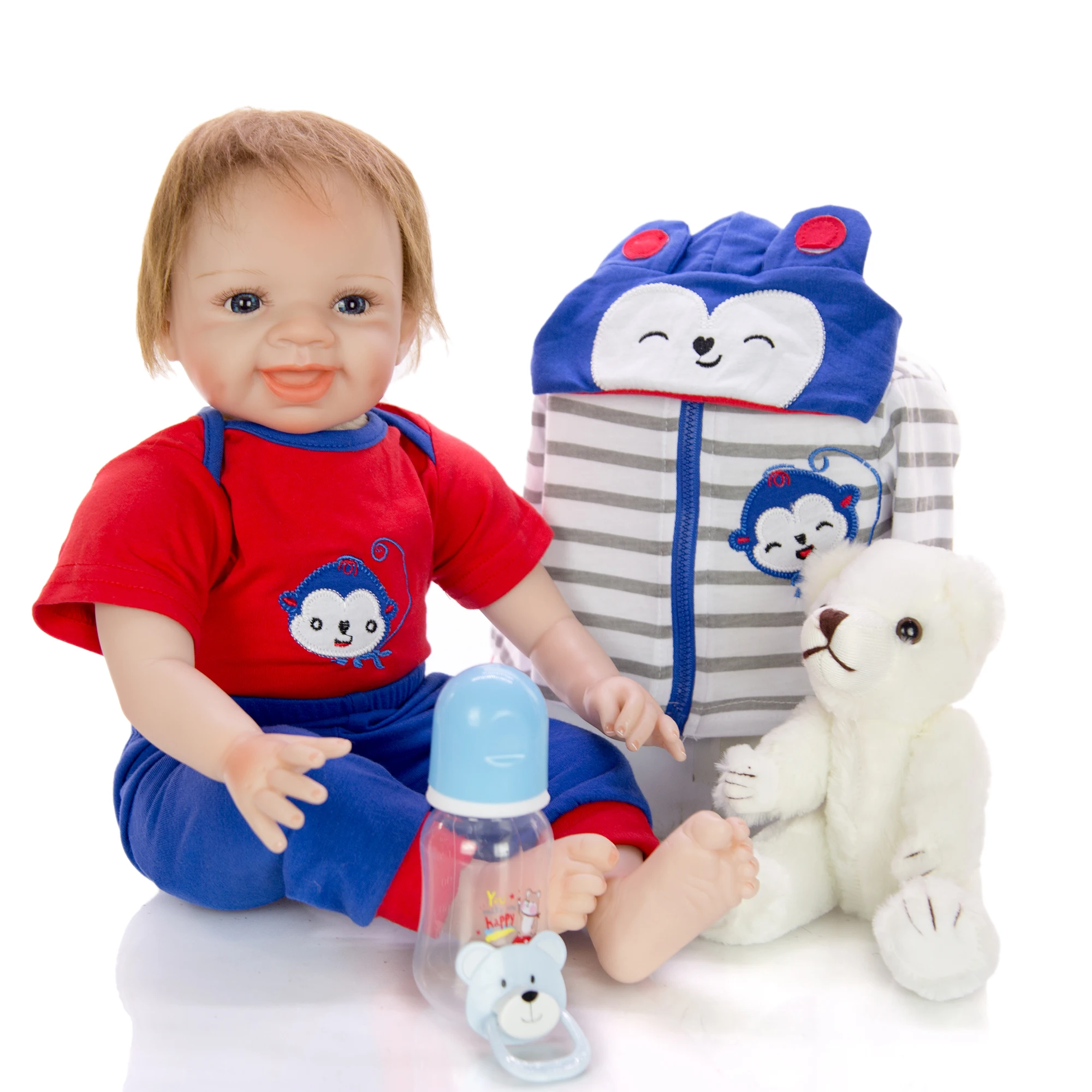 KEIUMI Real Like Smiling 22 ''Reborn Baby Boy мягкий силиконовый винил 55 см PP Хлопок боди Reborn куклы