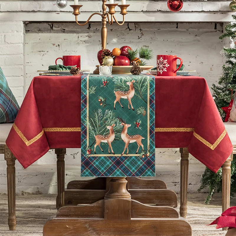 Tablecloth RUNNER tischäufer Christmas 40x140 85x85 110x160 cm Christmas Tree Red 