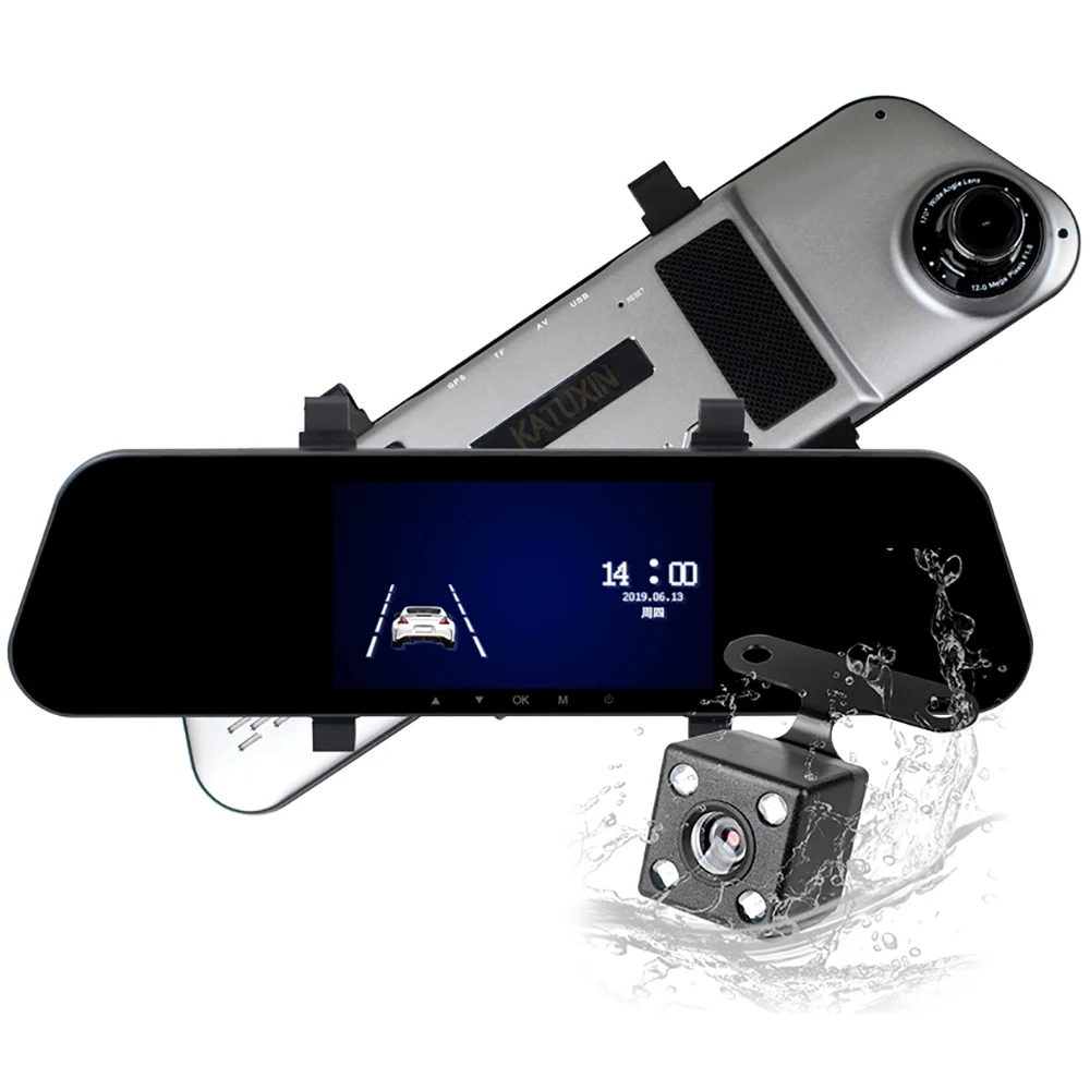 A5 5 дюймов Автомобильный видеорегистратор Даш Cam автомобиля Зеркало заднего вида Камера ips 1080P с двумя объективами матовый Ночное видение HD Камера Регистраторы KATUXIN A5 - Название цвета: A5