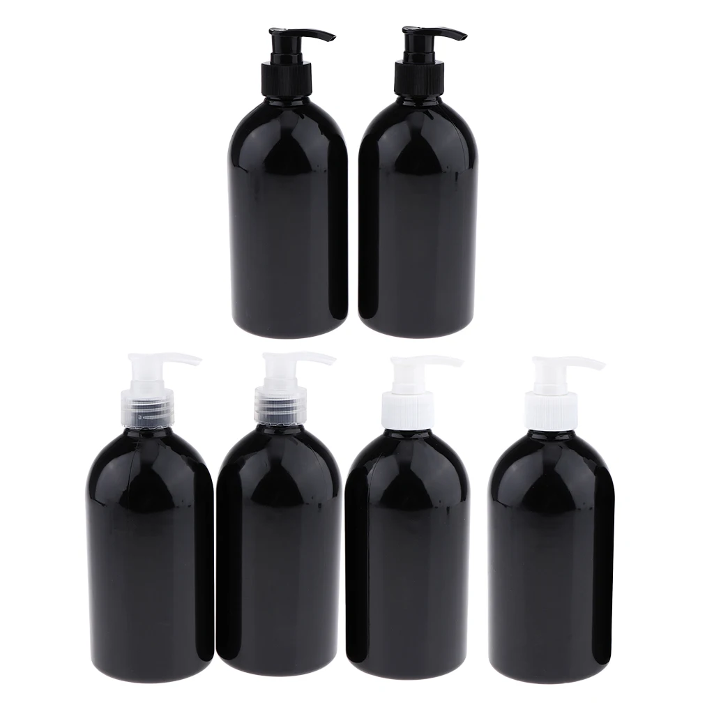 2pcs/set Leak-proof Refillable Empty Durable Amber PET Plastic Shampoo & Conditioner Cosmetic Bottle 500ML for Travel Home