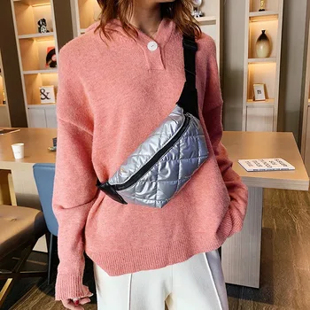 

Fashion new simple fashion car sewing diamond waist bag art fresh multi-functional solid color Pu chest bag