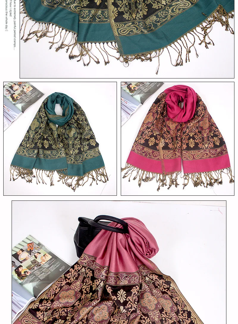 Новинка года; Лидер продаж; Модный женский шарф с двусторонним узором пейсли; шелковистый шарф из пашмины; шаль в стиле ретро; элегантный шарф;