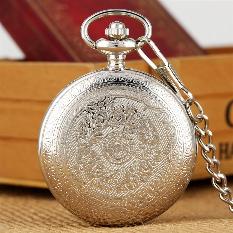 Мужские карманные часы золото/серебро/черный "для моего мужчины" резьба дизайн кварцевые круглые цифры дисплей висячая цепь кулон часы