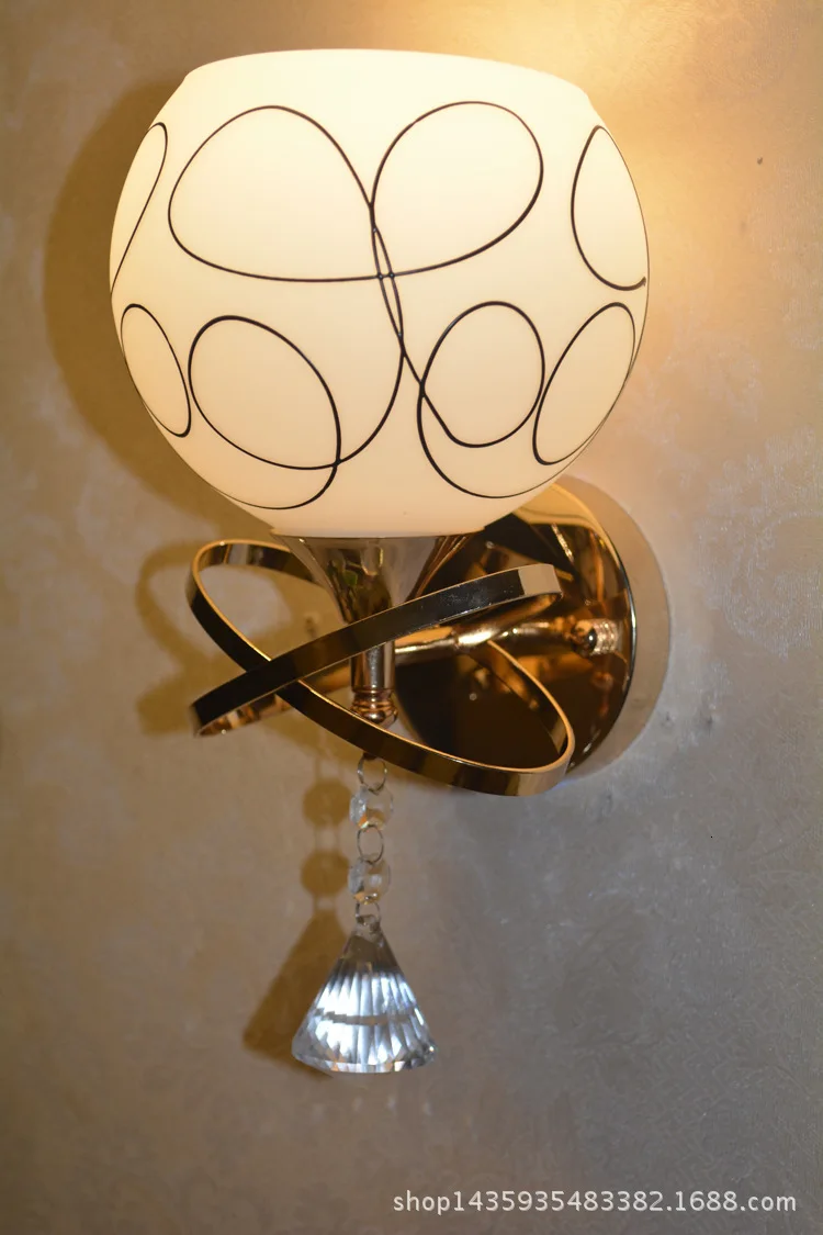 Postmodern crystal wall lamp gold wall sconce lights AC110V 220V fashion luxury lustre living room bedroom light fixtures