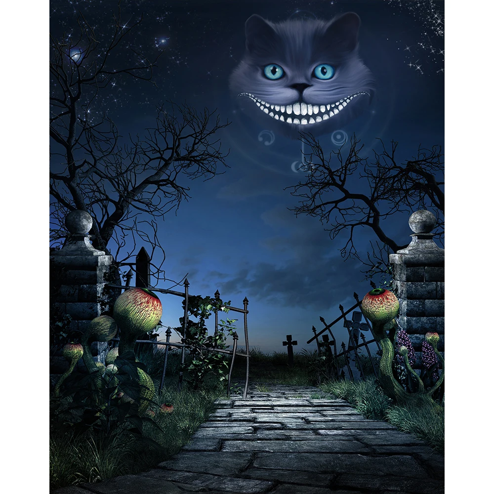 

Halloween Backdrop Ghastly Cemetery Stone Road Decayed Tree Photography Background Child Baby Portrait Shoot Party Banner