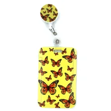 

Yellow Monarch Butterfly Fashion Women Card Holder Lanyard Colorful Nurse Doctor Student Exhibition ID Card Clips Badge Holder