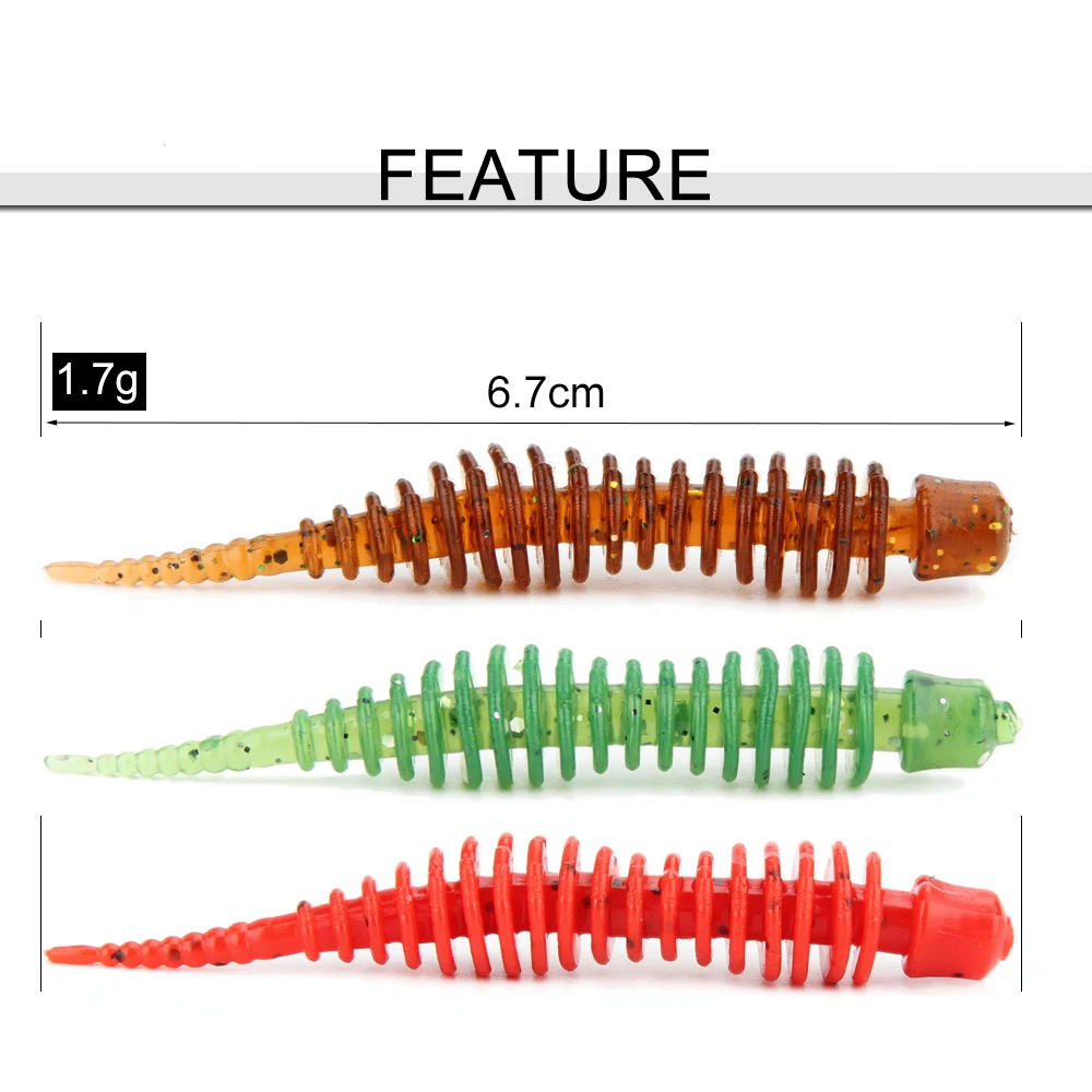 Spinpoler 10 шт./лот 6,7 см 1,7 г Мягкая приманка Реалистичная Земляная червь рыболовная приманка пластиковая рыболовная снасть морская Приманка из червей для щуки