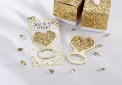 Heart Shape Bottle Opener Wedding Favors with Exquisite Packaging Gold Metal Keychain 50pcs/Lot