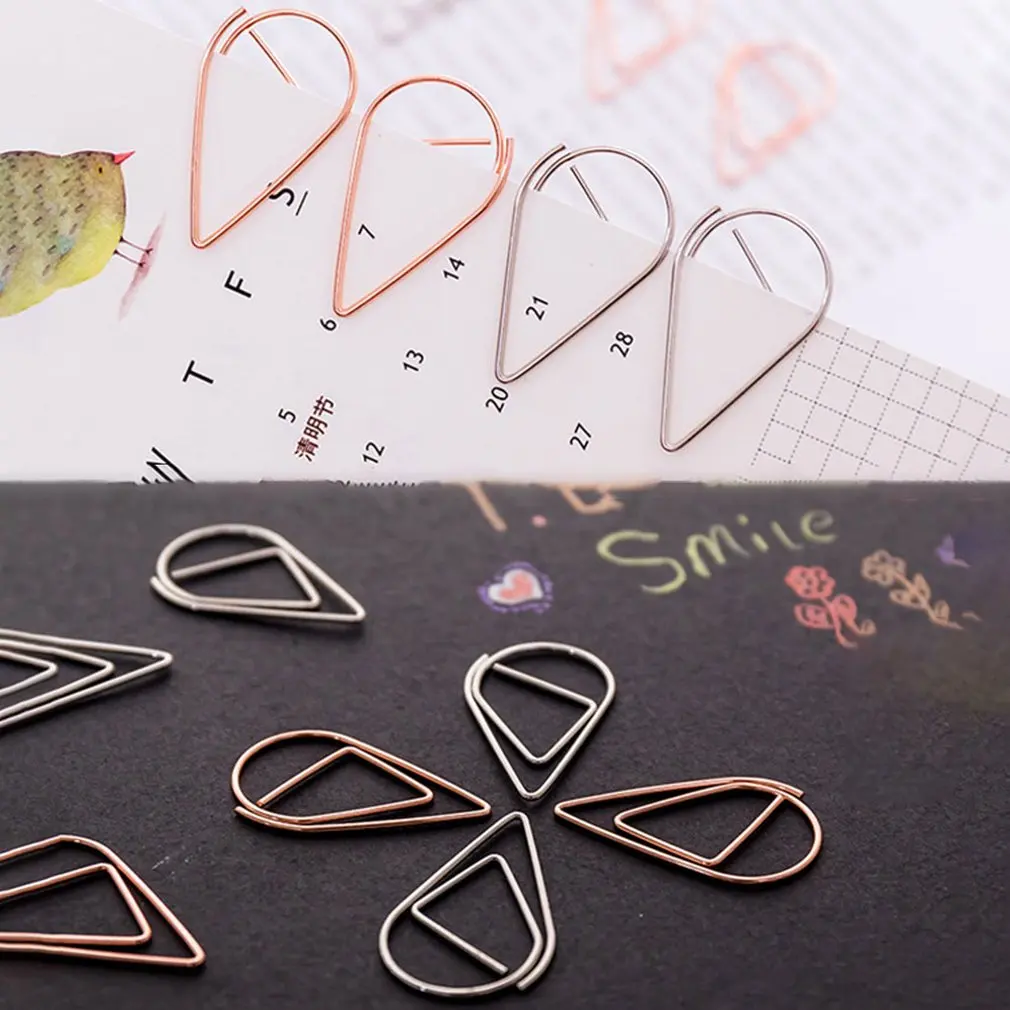 10pcs/pack Metal Water droplets Shape Paper Clips Colorful Kawaii Bookmark Office School Stationery Marking Album Clips