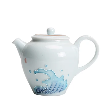 

Handmade relief teapot tea pot ceramic filter bubble tea pot kung fu teapot set home office celadon tea pot ceramic tpt23