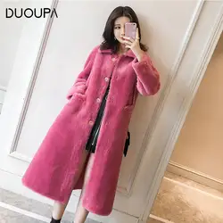DUOUPA/Новинка 2019 года; зимнее пальто из овечьей шерсти; практичная куртка с квадратным воротником; Длинная модная женская куртка из