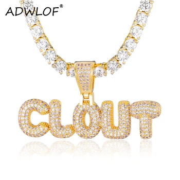 

HIP Hop Gold Color Bling Full AAA+ Cubic Zirconia Iced Out CLOUT Letter Pendants & Necklaces for Men Jewelry